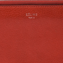 Pre Owned Celine Orange Leather Multi-function Zip Around Wallet