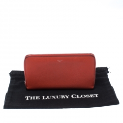 Pre Owned Celine Orange Leather Multi-function Zip Around Wallet