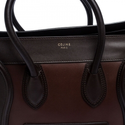 Pre Owned Celine Tri Color Leather Mini Luggage Tote
