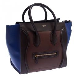 Pre Owned Celine Tri Color Leather Mini Luggage Tote