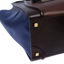 Pre Owned Celine Tri Color Leather Mini Luggage Tote