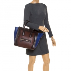 Pre Owned Celine Tri Color Leather Mini Luggage Tote