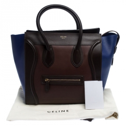 Pre Owned Celine Tri Color Leather Mini Luggage Tote
