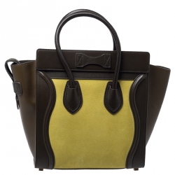 Pre Owned Celine Tri Color Leather Micro Luggage Tote