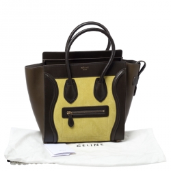 Pre Owned Celine Tri Color Leather Micro Luggage Tote