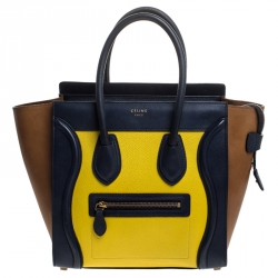 Pre Owned Celine Tri Color Leather Micro Luggage Tote