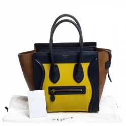 Pre Owned Celine Tri Color Leather Micro Luggage Tote