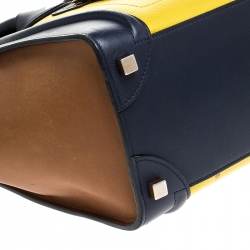 Pre Owned Celine Tri Color Leather Micro Luggage Tote