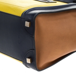 Pre Owned Celine Tri Color Leather Micro Luggage Tote