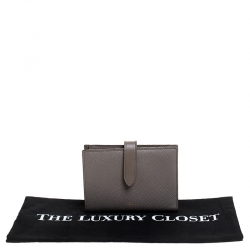 Pre Owned Celine Taupe Leather Medium Strap Wallet