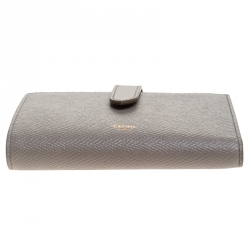 Pre Owned Celine Taupe Leather Medium Strap Wallet
