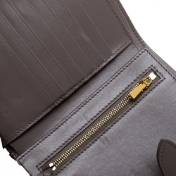 Pre Owned Celine Taupe Leather Medium Strap Wallet