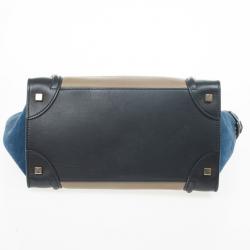 Pre Owned Celine Tricolor Mini Luggage Leather and Suede Tote 