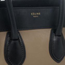 Pre Owned Celine Tricolor Mini Luggage Leather and Suede Tote 