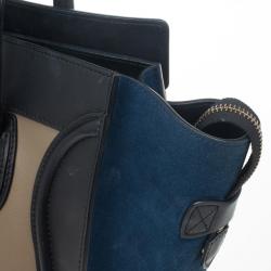 Pre Owned Celine Tricolor Mini Luggage Leather and Suede Tote 