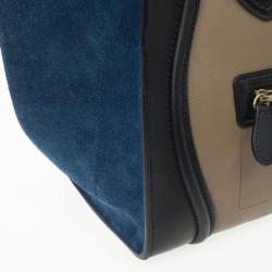 Pre Owned Celine Tricolor Mini Luggage Leather and Suede Tote 