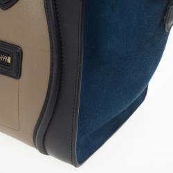 Pre Owned Celine Tricolor Mini Luggage Leather and Suede Tote 