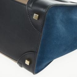 Pre Owned Celine Tricolor Mini Luggage Leather and Suede Tote 