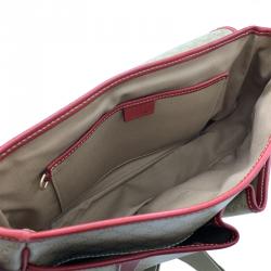 Celine Beige/Red Macadam Coated Canvas Vintage Messenger Bag