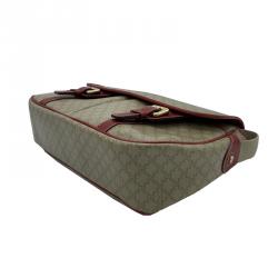 Celine Beige/Red Macadam Coated Canvas Vintage Messenger Bag