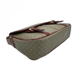 Celine Beige/Red Macadam Coated Canvas Vintage Messenger Bag