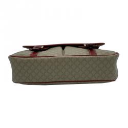 Celine Beige/Red Macadam Coated Canvas Vintage Messenger Bag