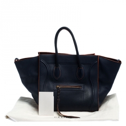 Pre Owned Celine Navy Blue Leather Medium Phantom Luggage Tote