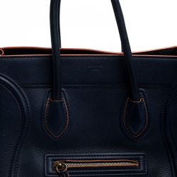 Pre Owned Celine Navy Blue Leather Medium Phantom Luggage Tote