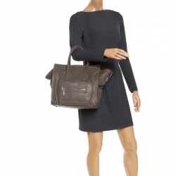 Pre Owned حقيبة سيلين ميني لاغيدج جلد خضراء زيتونية