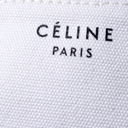 Celine White/Black Canvas and Leather Horizontal Cabas Tote Bag