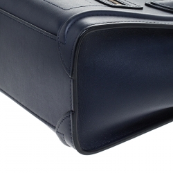 Pre Owned Celine Navy Blue Leather Nano Luggage Tote