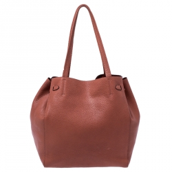 Pre Owned Celine Coral Peach Leather Phantom Cabas Shopper Tote