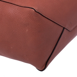 Pre Owned Celine Coral Peach Leather Phantom Cabas Shopper Tote