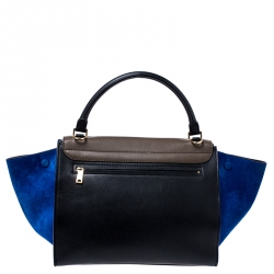 Pre Owned Celine Tri Color Leather and Suede Medium Trapeze Bag