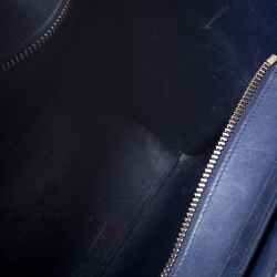 Pre Owned Celine Navy Blue Leather Micro Luggage Tote