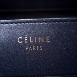 Pre Owned Celine Navy Blue Leather Micro Luggage Tote