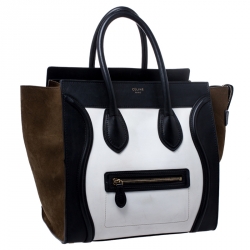 Pre Owned Celine Tricolor Leather and Nubuck Mini Luggage Tote