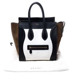 Pre Owned Celine Tricolor Leather and Nubuck Mini Luggage Tote