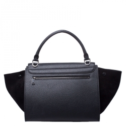 Pre Owned Celine Black Leather and Suede Small Trapeze Bag