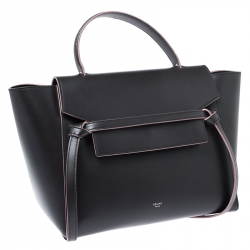 Pre Owned Celine Black Leather Flap Top Handle Bag