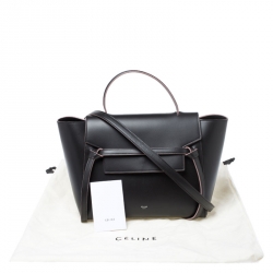 Pre Owned Celine Black Leather Flap Top Handle Bag