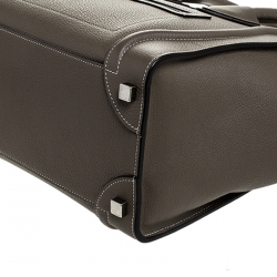 Pre Owned Celine Taupe Leather Micro Luggage Tote 