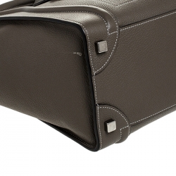 Pre Owned Celine Taupe Leather Micro Luggage Tote 