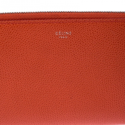 Celine Orange Leather Multi-Function Zip Around Wallet
