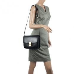 Pre Owned Celine Black Leather Medium Box Shoulder Bag