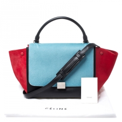 Pre Owned Celine Tricolor Leather and Calfhair Medium Trapeze Bag