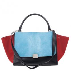 Celine Tricolor Medium Pony Hair Trapeze Bag