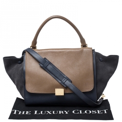 Pre Owned Celine Tricolor Leather and Suede Medium Trapeze Bag
