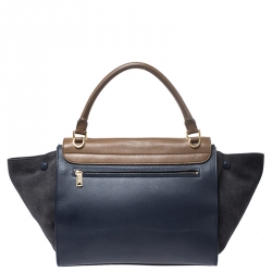 Pre Owned Celine Tricolor Leather and Suede Medium Trapeze Bag