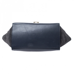Pre Owned Celine Tricolor Leather and Suede Medium Trapeze Bag